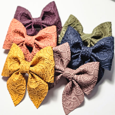 Fall Solid Pottery Lace Liliana Sailor Bows
